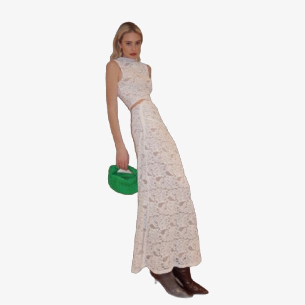 Meshki Daniela lace plisse cream lace skirt and top XXS and XS - Picture 4 of 9